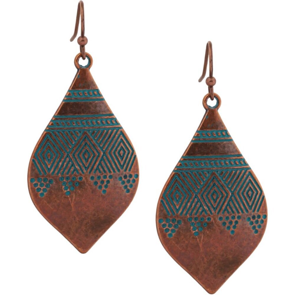 Ethnic Vintage Bohemian Retro Antique Turquoise Color Theme Dangle Drop Earrings